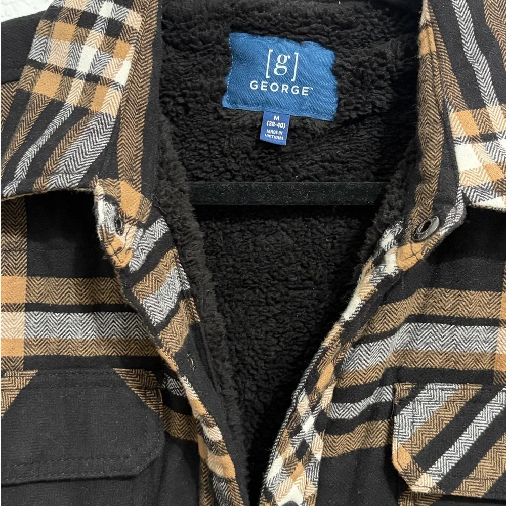 George‎ Black and Tan Plaid Shirt